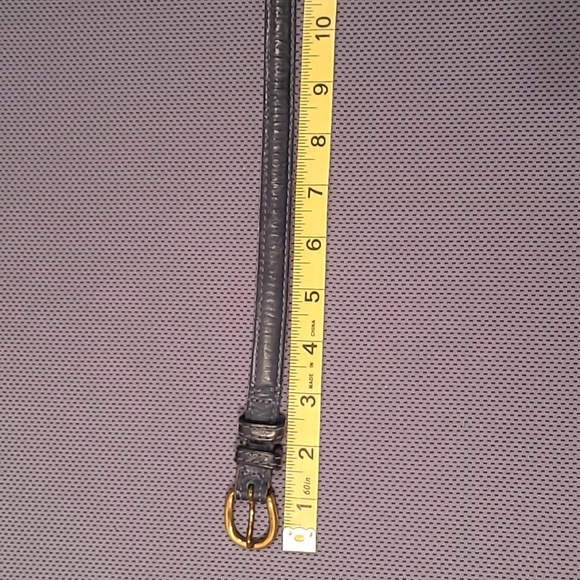 La Jolla Blue Leather Skinny Belt With Brass Buckle - Picture 8 of 14